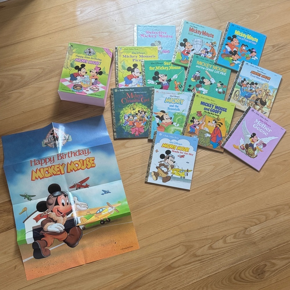 Vintage Mickey Mouse 60th Birthday Little Golden Books Disney Set - Picture 6 of 6